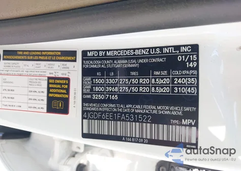 2015 Mercedes-Benz Gl 450 4Matic из США, поврежденный, VIN 4JGDF6EE1FA531522